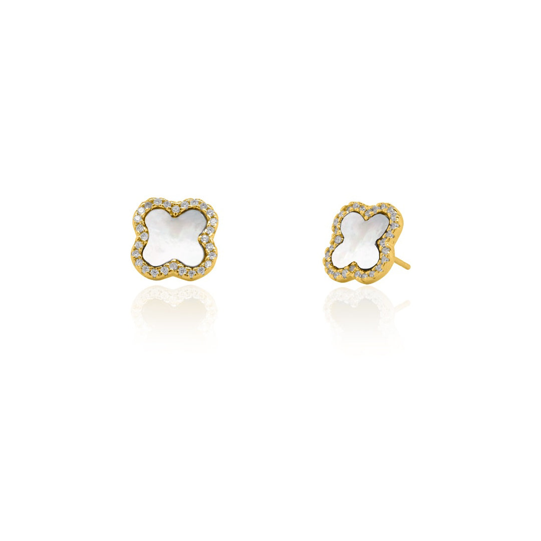 Sterling Silver Designer Inspired Mother of Pearl Stud Earrings