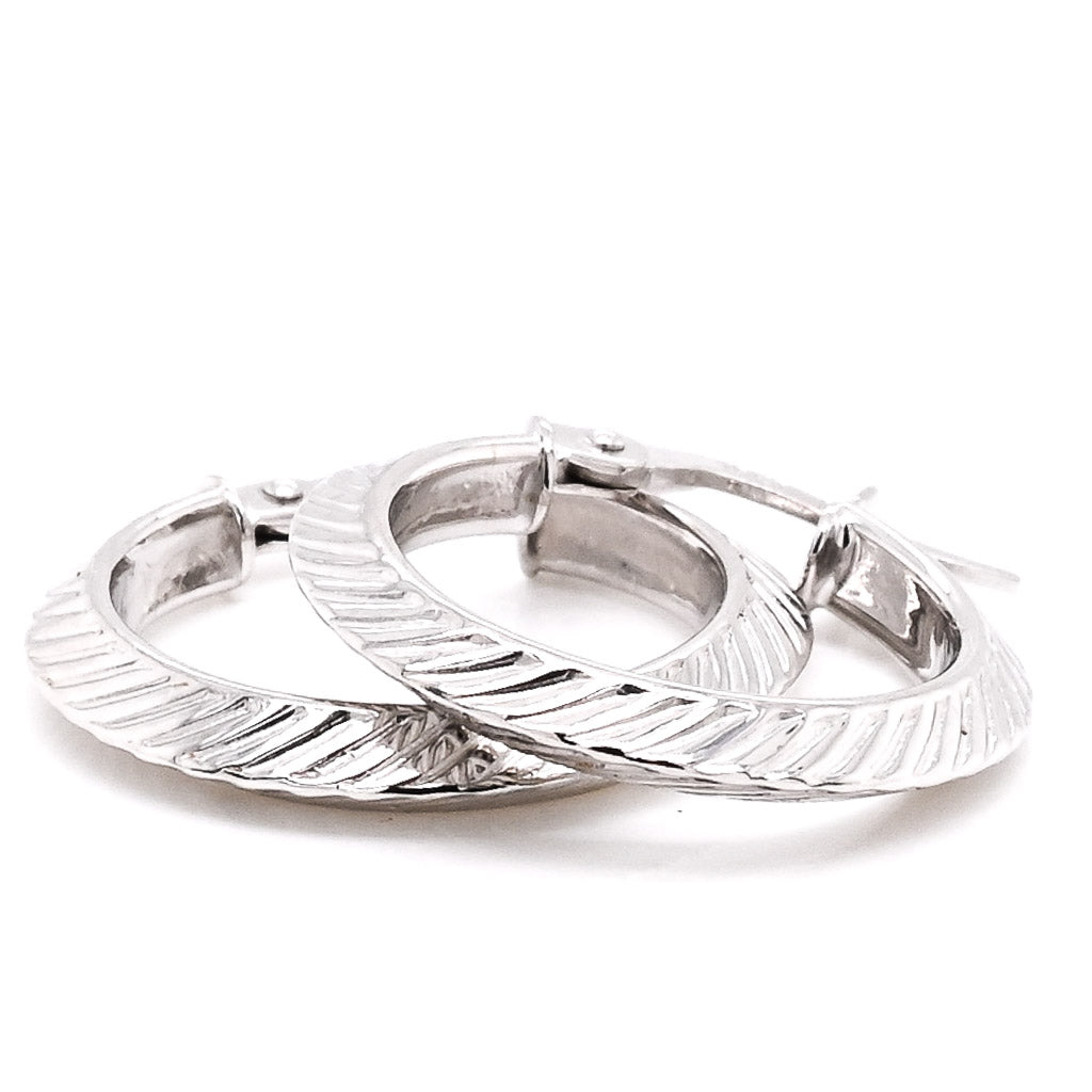 10KT White Gold Medium Hoop Earrings.