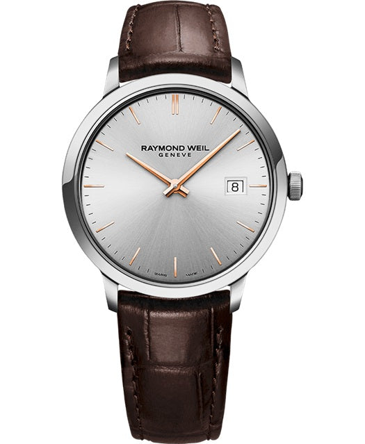 Raymond Weil Toccata Classic Brown Leather Strap Quartz 39mm Watch. 5485-SL5-65001