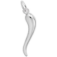 Sterling Silver 35x8mm Large Italian Horn Charm.