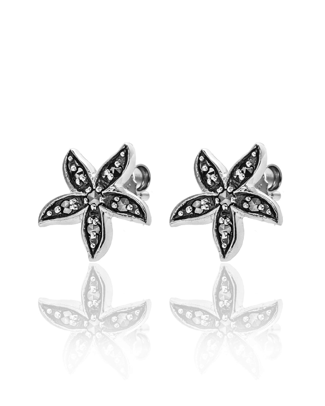 Larus Sterling silver Marcasite Starfish Earrings.