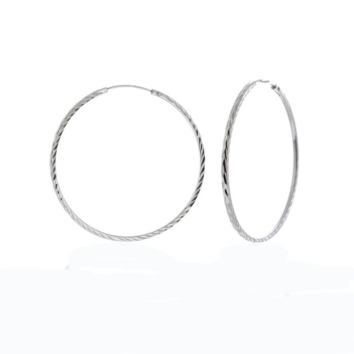 Sterling Silver 40mm Hoop Earrings.