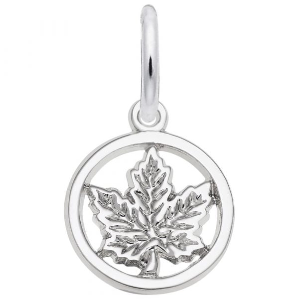 Rembrandt Sterling Silver Maple Leaf/Circle Charm.