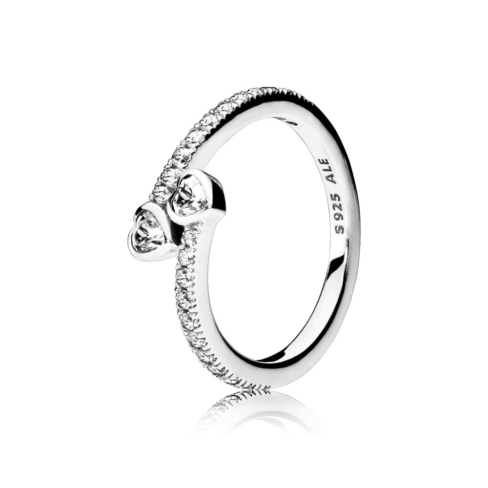 Two Sparkling Hearts Ring