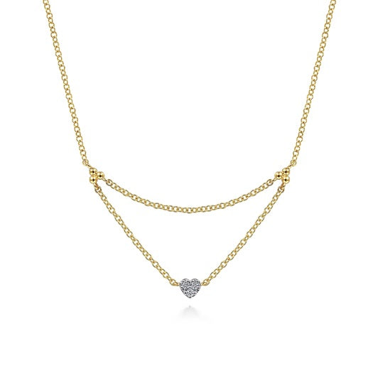 Gabriel & Co 14KT Yellow Gold17.5" 0.02CTW Diamond Heart Necklace.