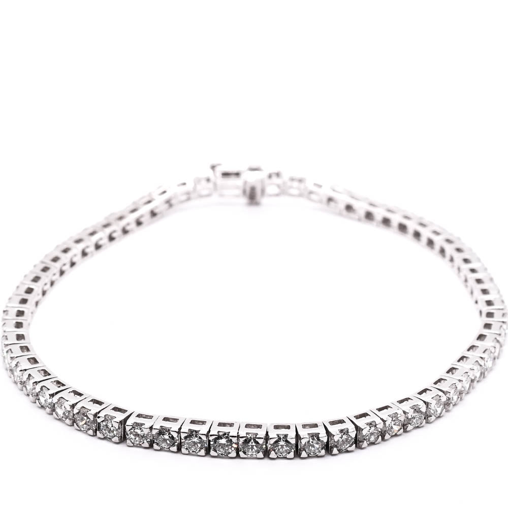 14KT White Gold 7.75" 4.66CTW Round Brilliant LAB GROWN Diamond Tennis Bracelet.