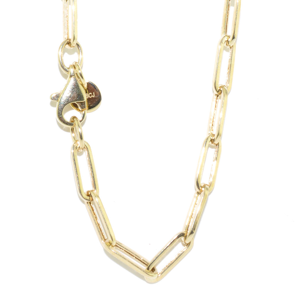 14KT Yellow Gold 16" 5MM Paper Clip Chain Bracelet.
