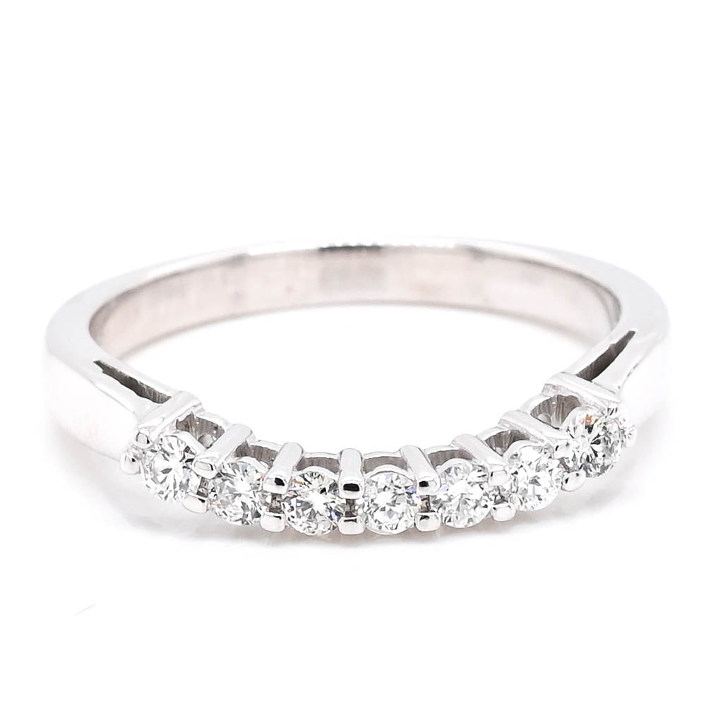 14KT White Gold 0.28CTW Curved Diamond Wedding Band