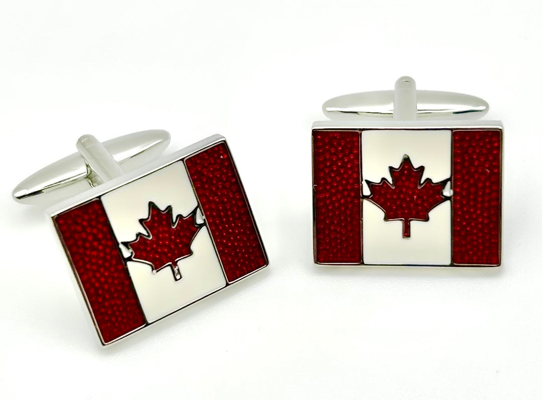 Webber stainless Steel Canadian Flag Cuff Links