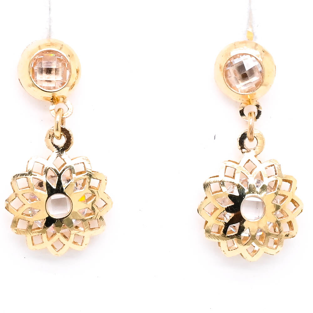 10KT Yellow Gold C.Z Dangle Earrings.
