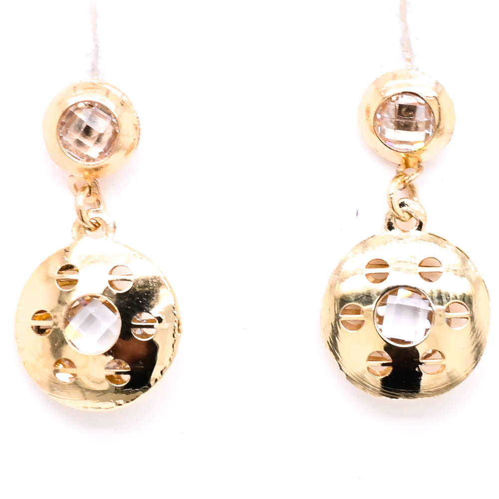 10KT Yellow Gold C.Z Dangle Earrings.