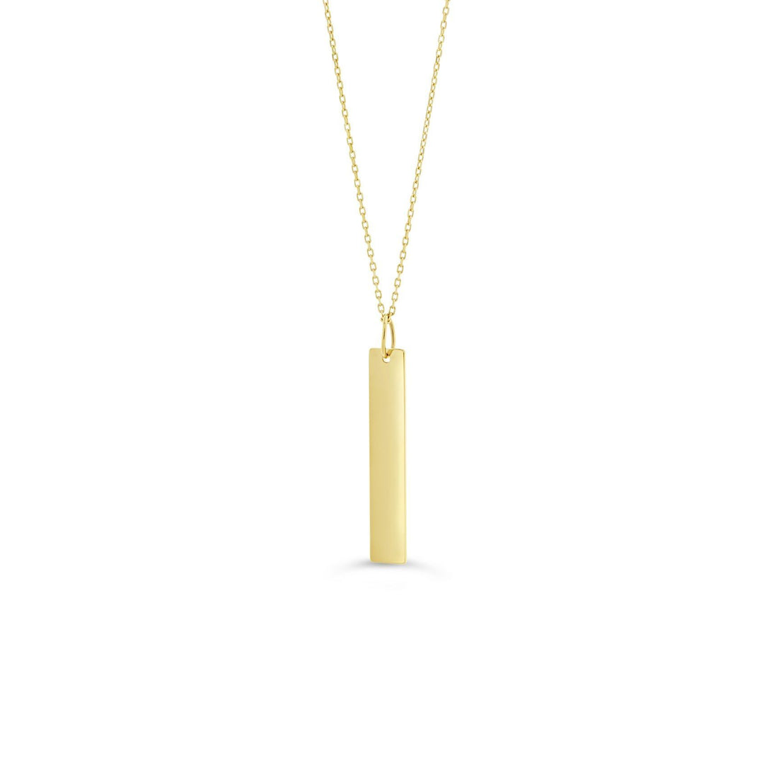 Bella Monogram 10KT Yellow Gold 18" Verticle Bar Necklace.
