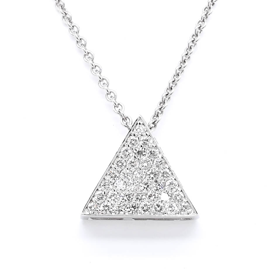 14KT White Gold 18" 0.20CTW Diamond Triangle Necklace.