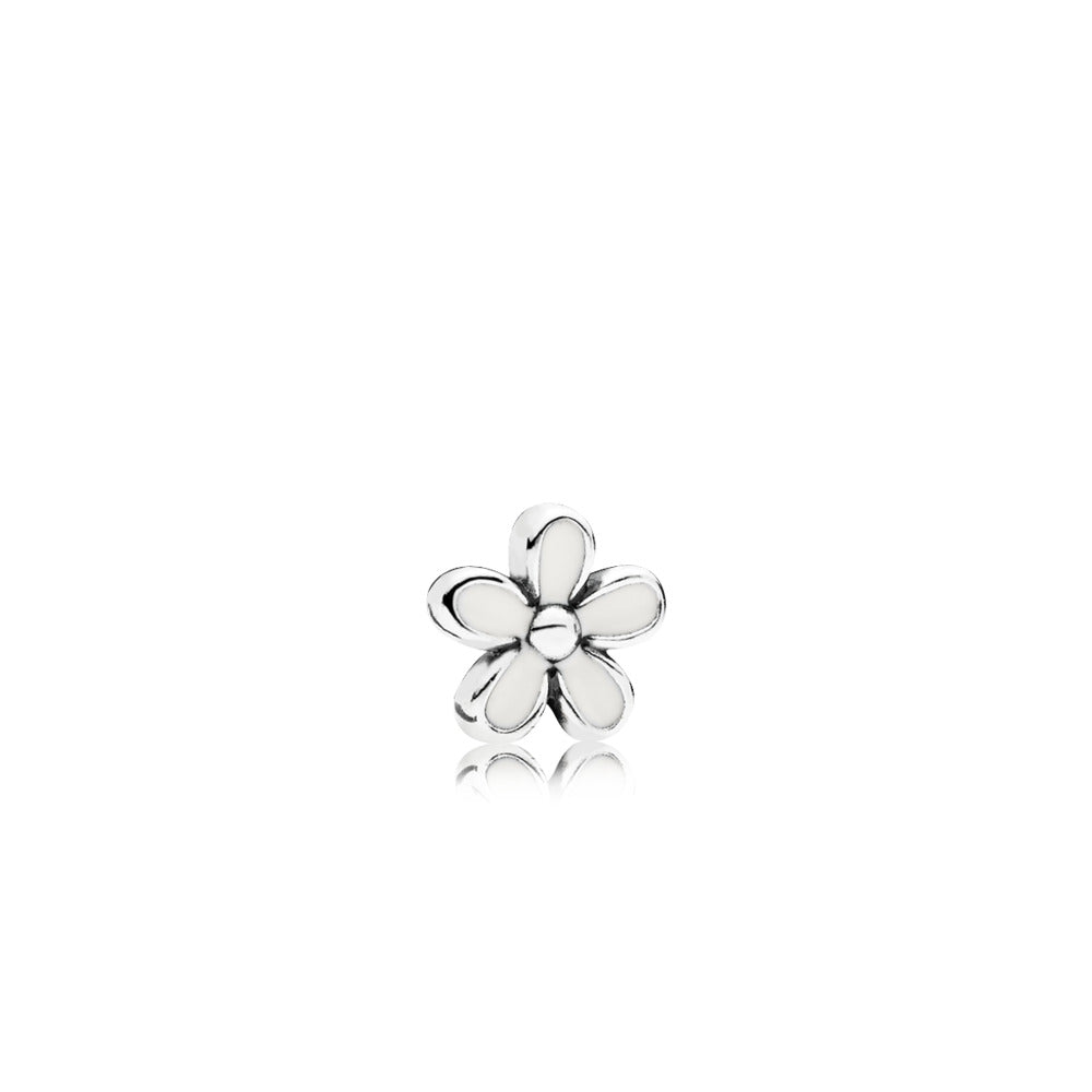 Daisy silver petite element with white enamel