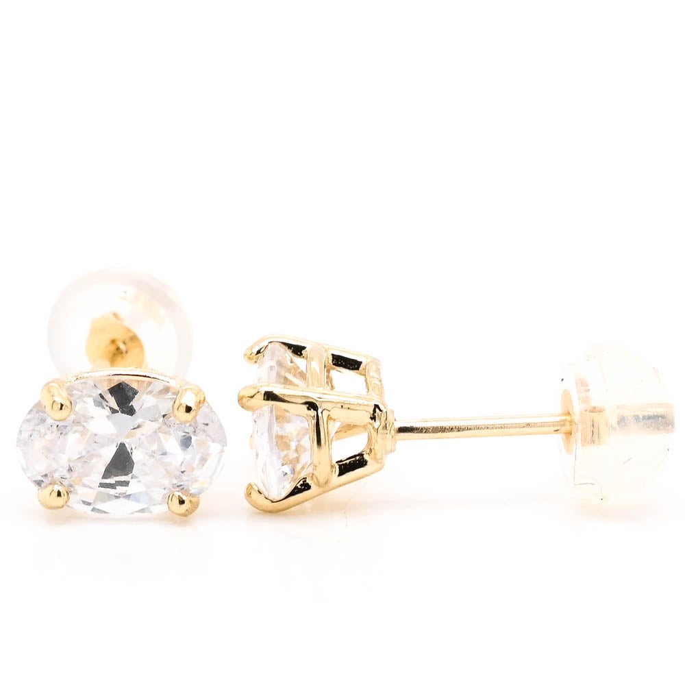 10KY Yellow Gold 7x5mm Oval C.Z Stud Earrings.