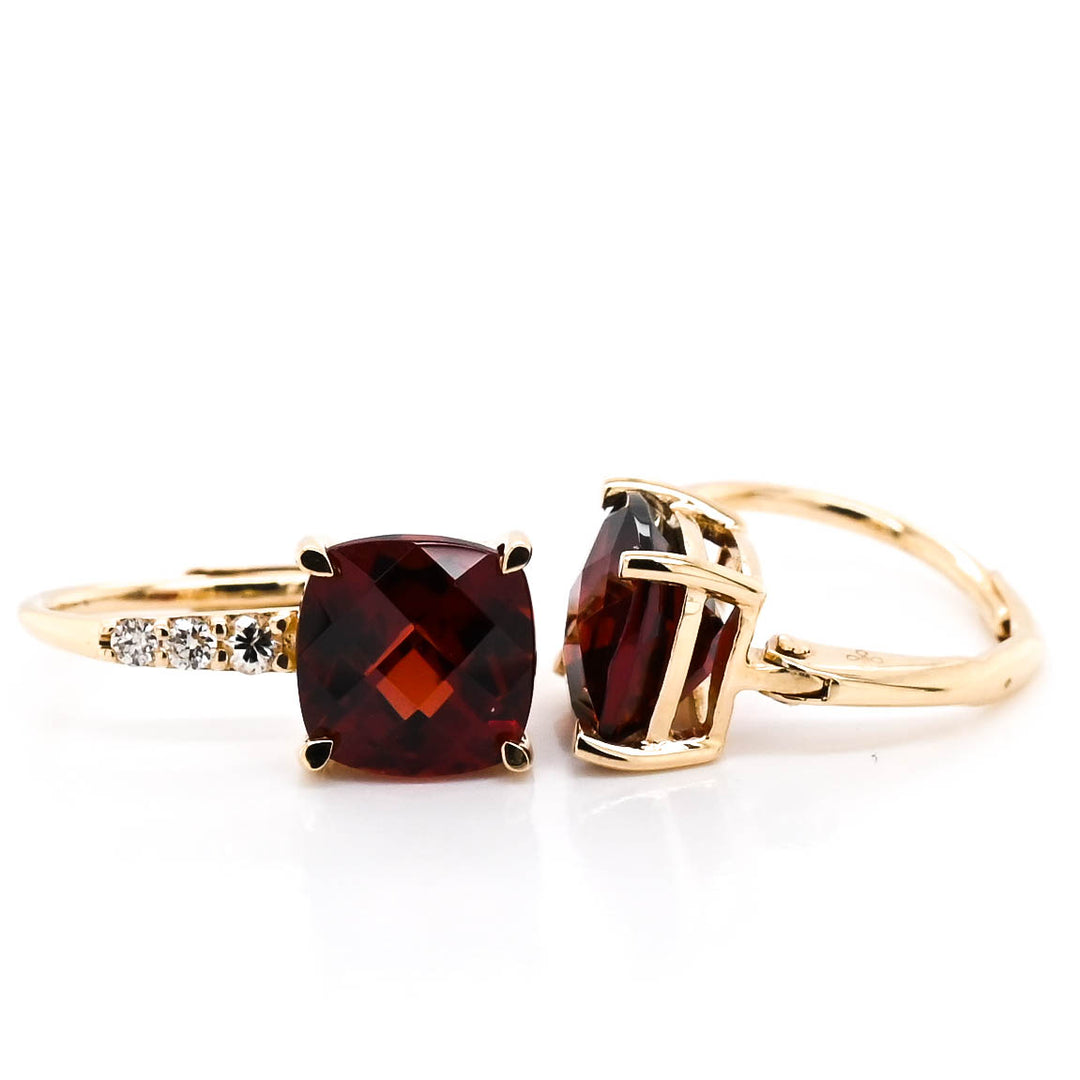 10KT Yellow Gold 2.50CTW Garnet and Diamond Earrings.