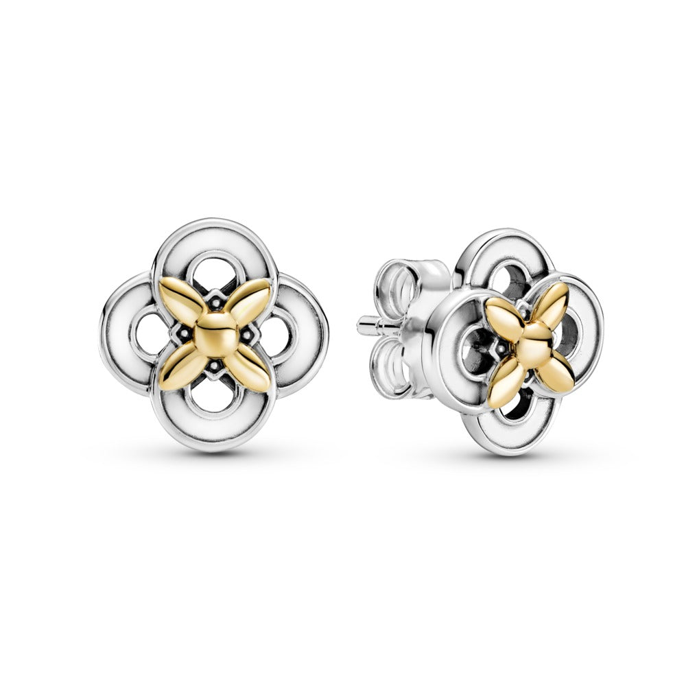 Two-tone Flower Stud Earrings