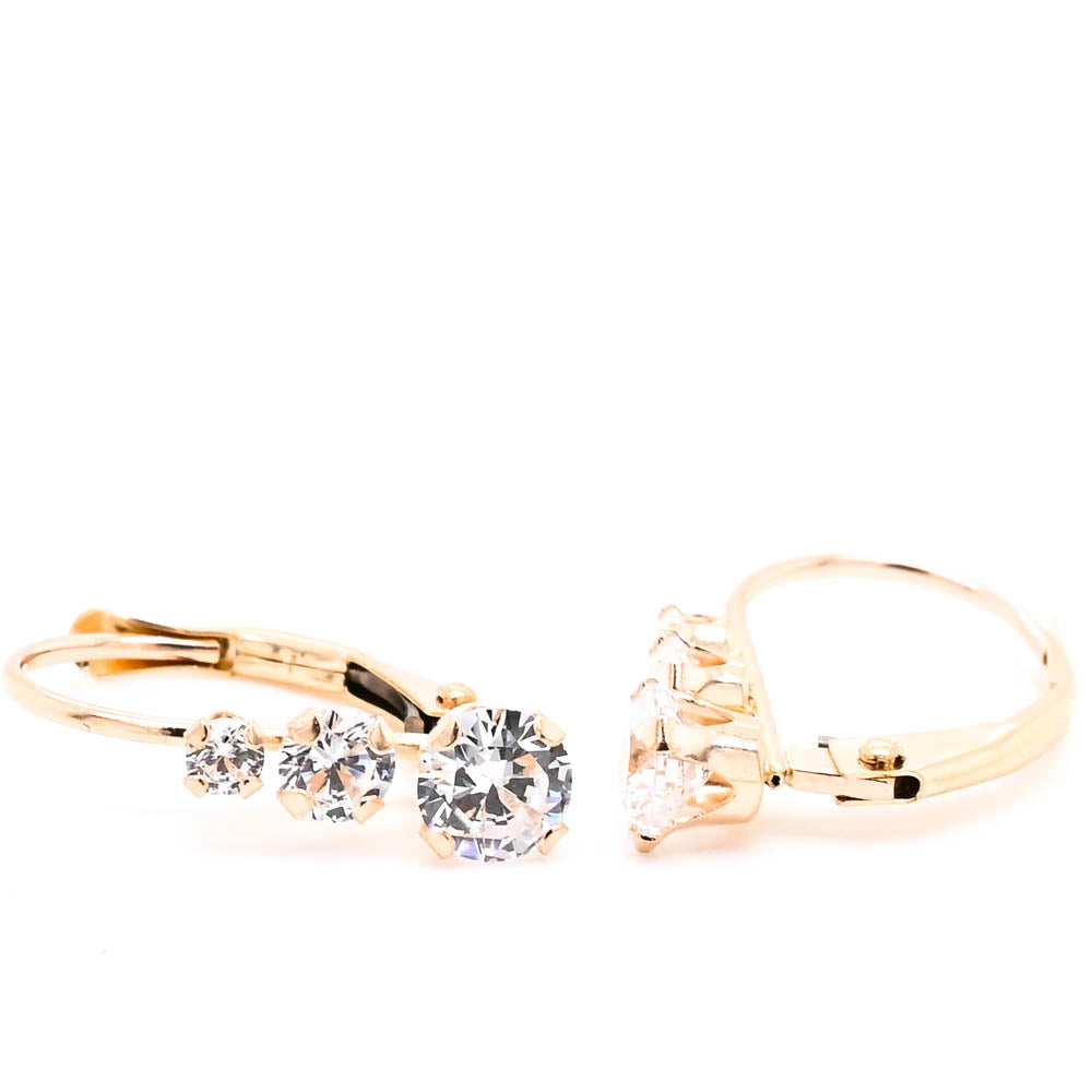 10KT Yellow Gold C.Z Leverback Earrings.
