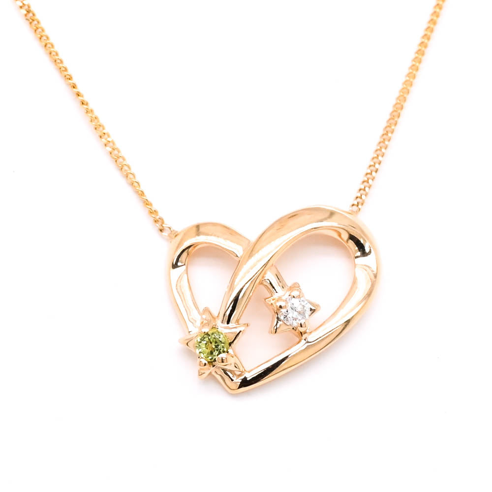 Fire & Ice 10KT Yellow Gold 18" Peridot & Canadian Diamond Heart Necklace.
