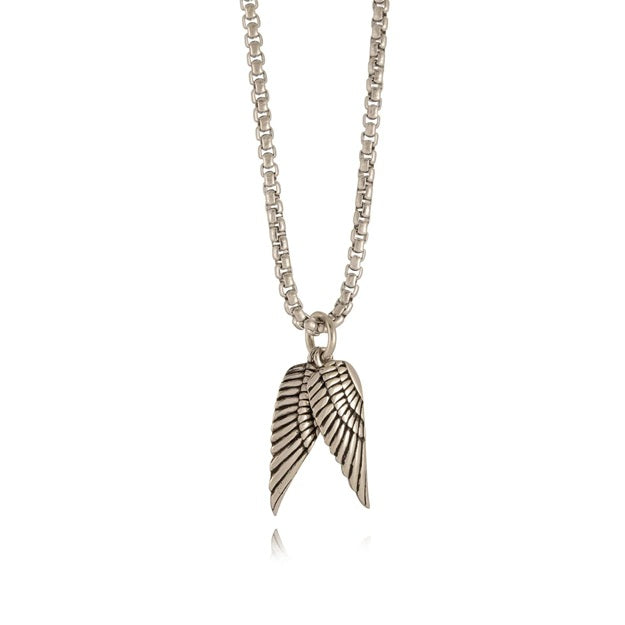 Italgem Steel 22" Guardian Angel Wing Necklace.