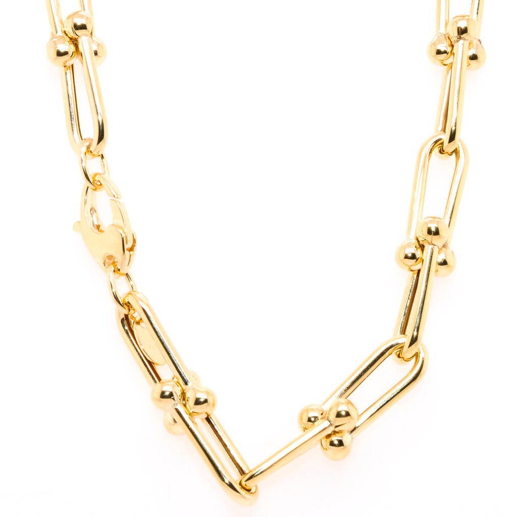 14KT Yellow Gold 7.75" 6.6MM Hollow Paper Clip Link Chain.