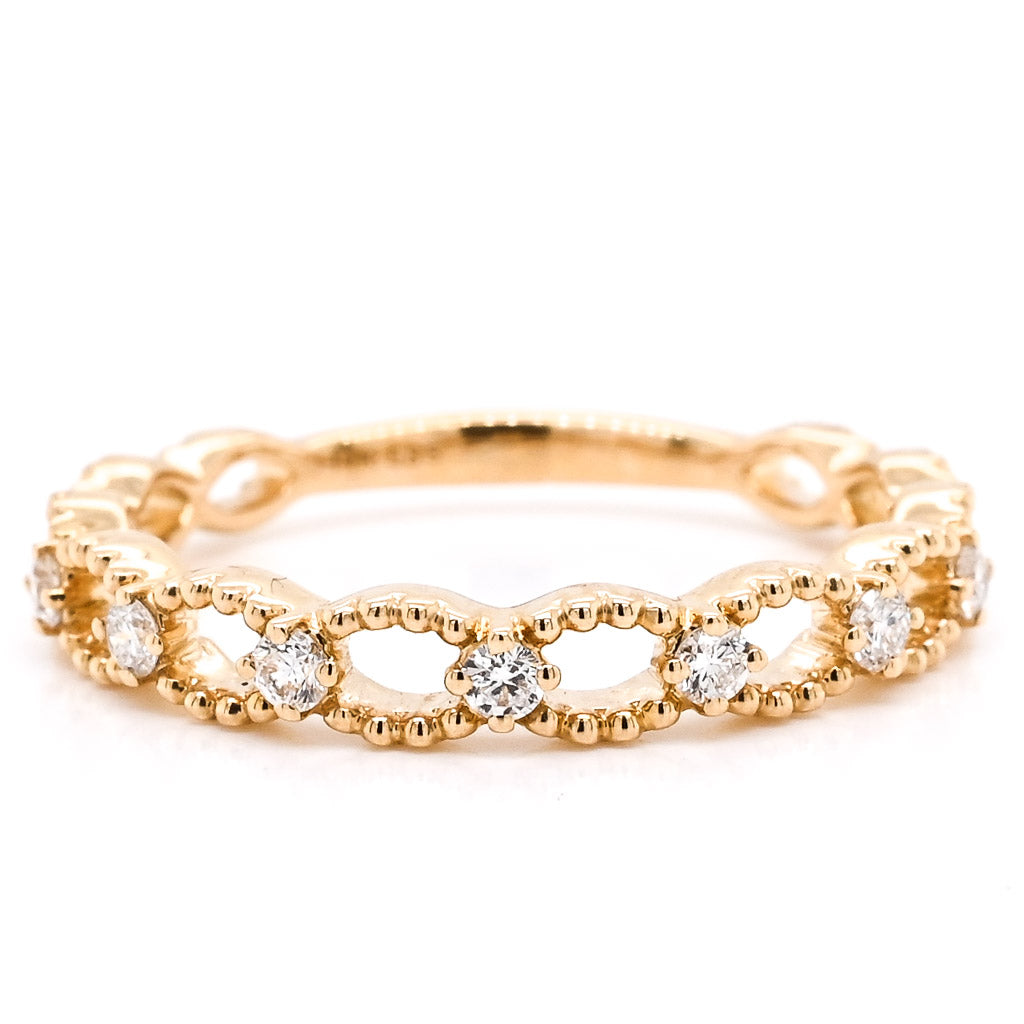 14KT Yellow Gold 0.15CTW Diamond Open Link Ring.
Band Width: 2MM
S