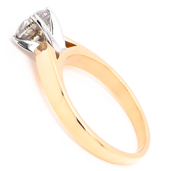 14KT Yellow & White Gold 1.00CT Round Brilliant Solitaire Engagement Ring.