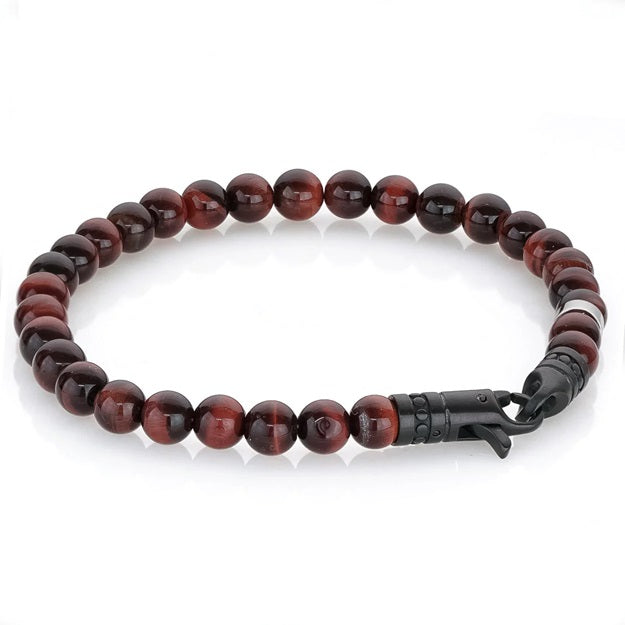 Italgem Steel 8.25" 6mm Red Tigers eye Bracelet.