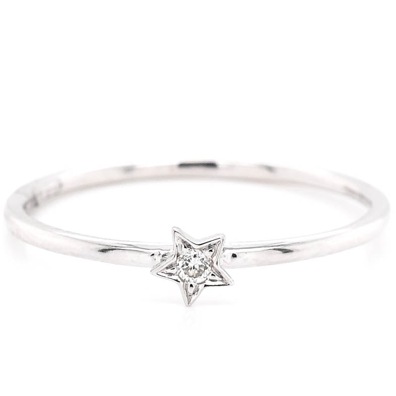 14KT White Gold 0.02CT Star Ring.
Band Width: 1.1mm
Size: 6