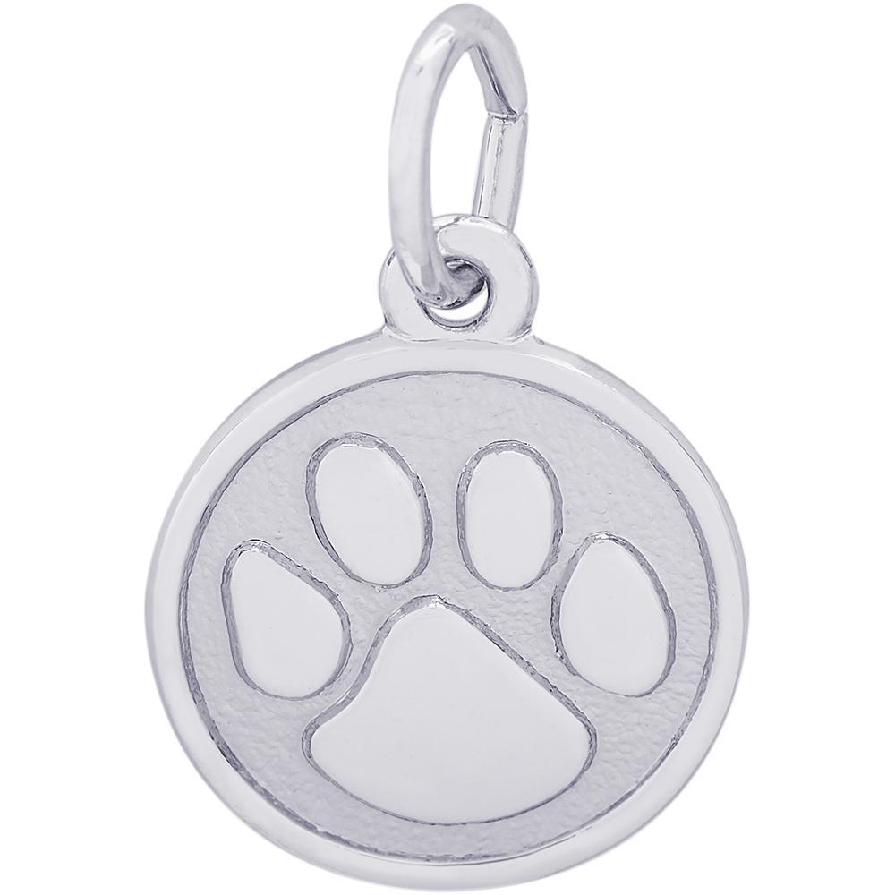 Rembrandt Sterling Silver Paw Print Disc Charm. Small.