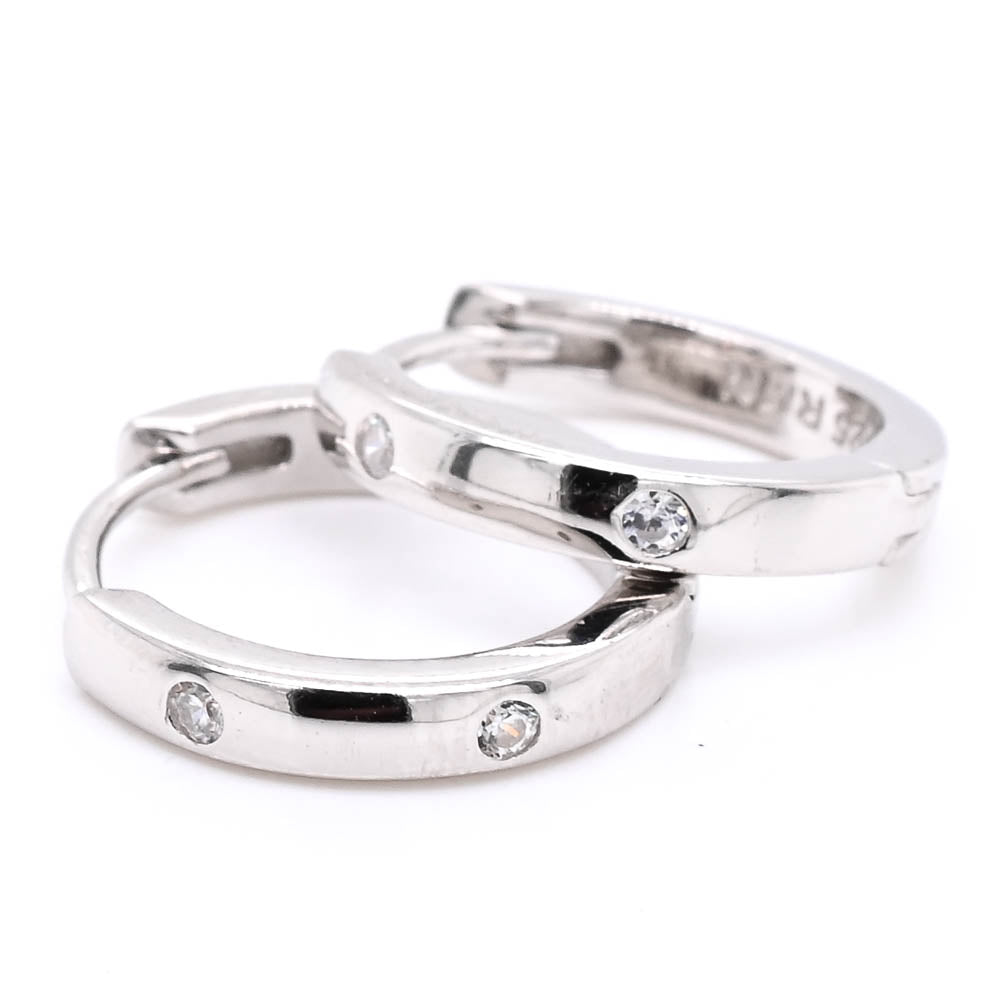 Sterling Silver 13mm C.Z Huggie Earrings.