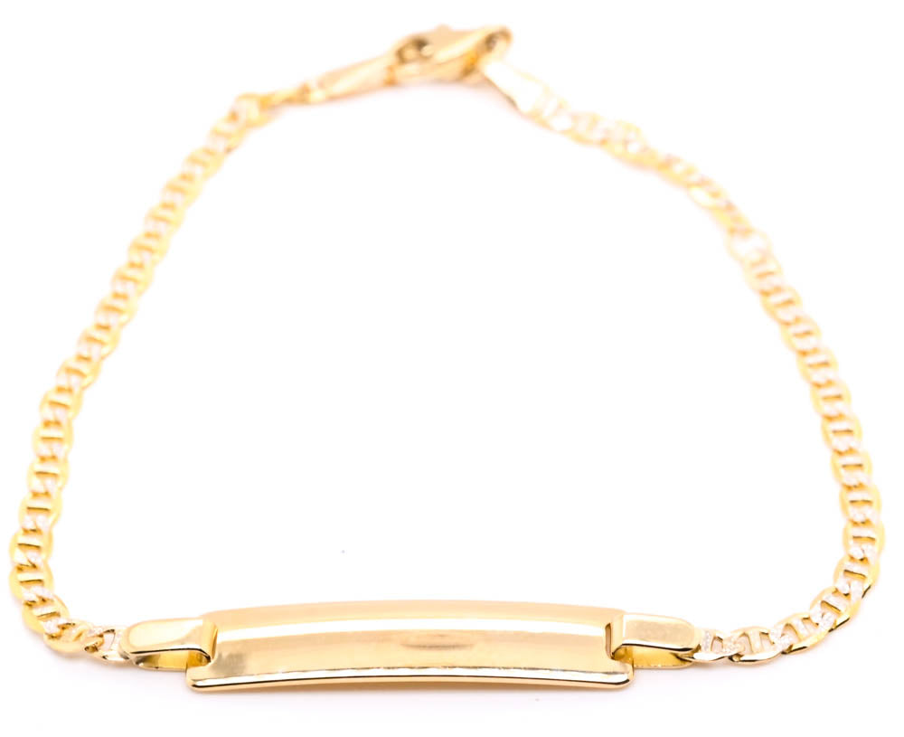10KT Yellow Gold 7" Childrens ID Bracelet.
