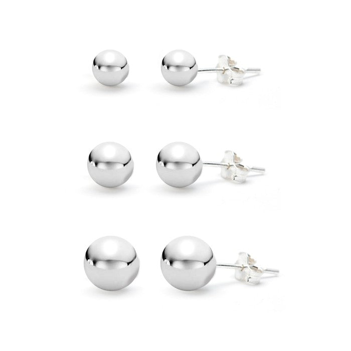 Sterling Silver 4,5 & 6mm Ball Trio Set.