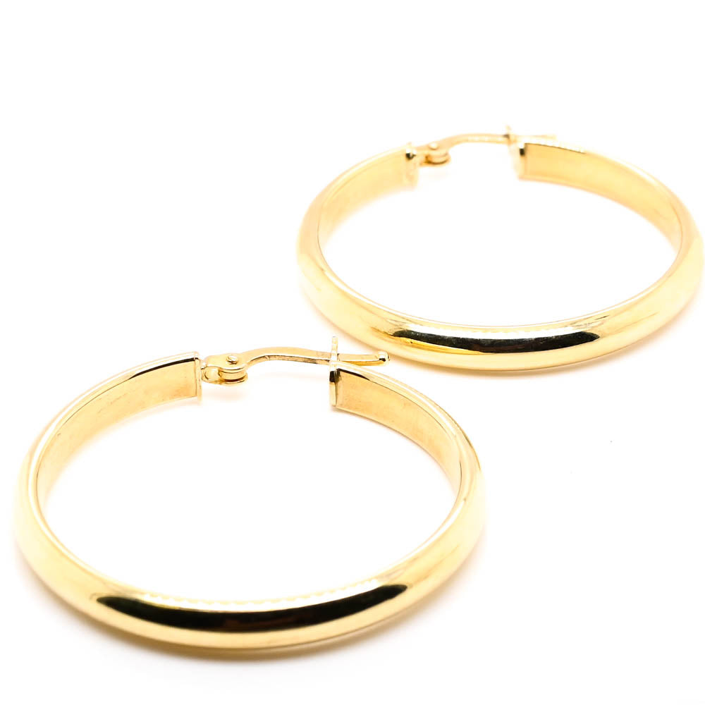 10KT Yellow Gold 30mm Gold Large Hoop Earrings.