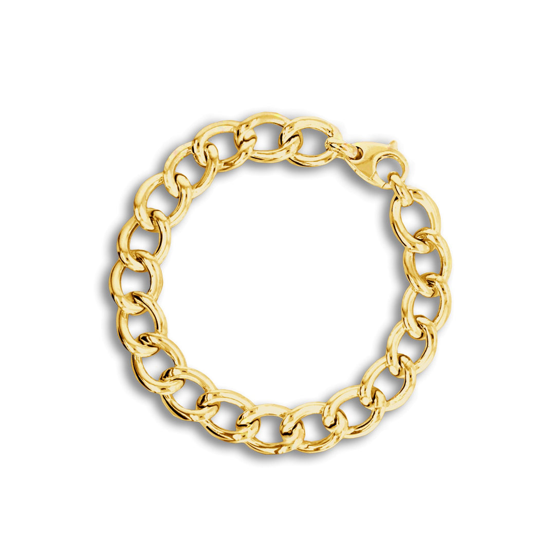 Sterling Silver 8.25" 11mm Thick Hollow Flat Curb Bracelet