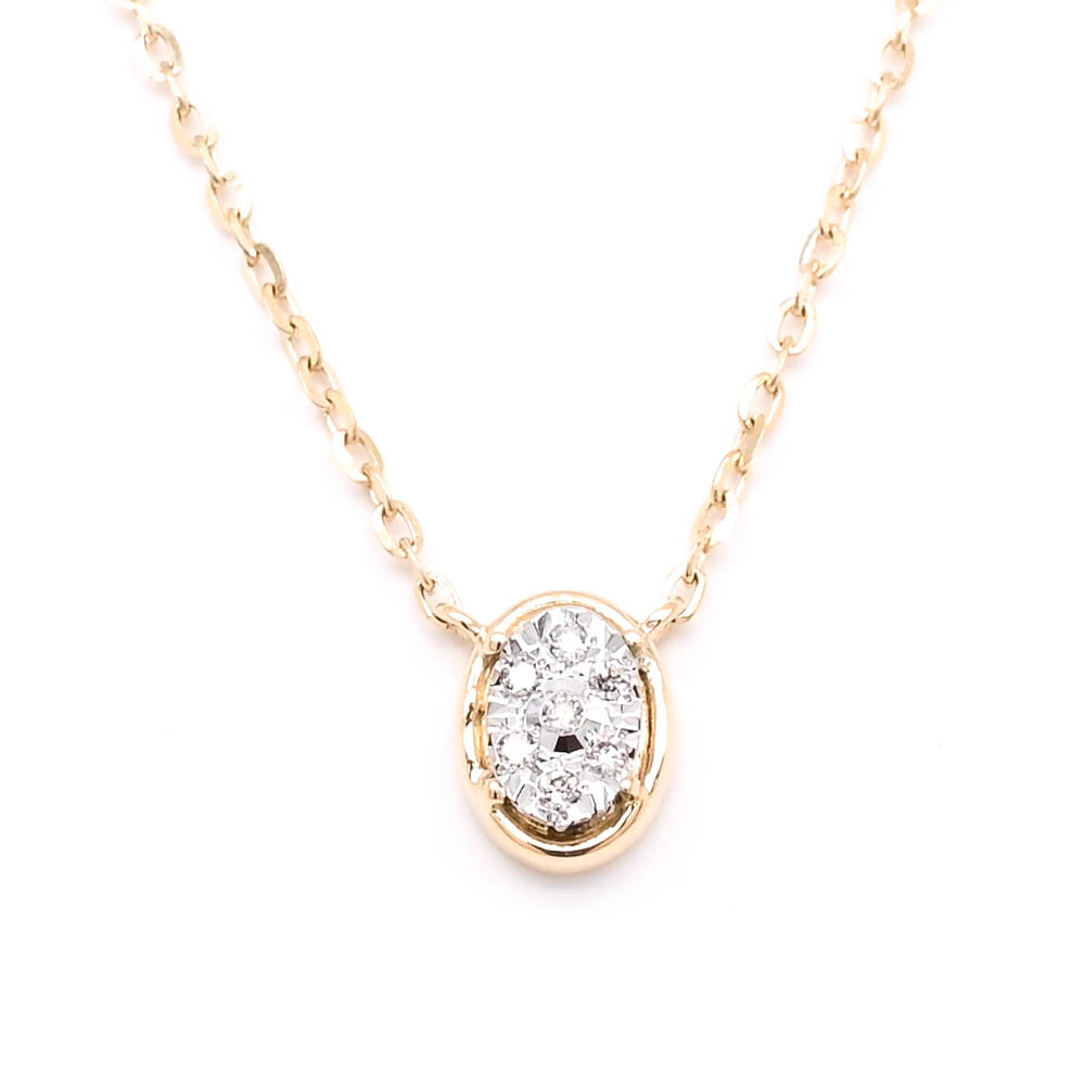 14KT Yellow Gold 16" 0.03CTW Diamond Oval Pave' Necklace.
