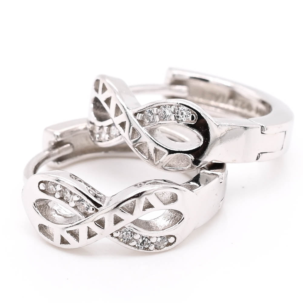 Sterling Silver 13mm C.Z Huggie Earrings.