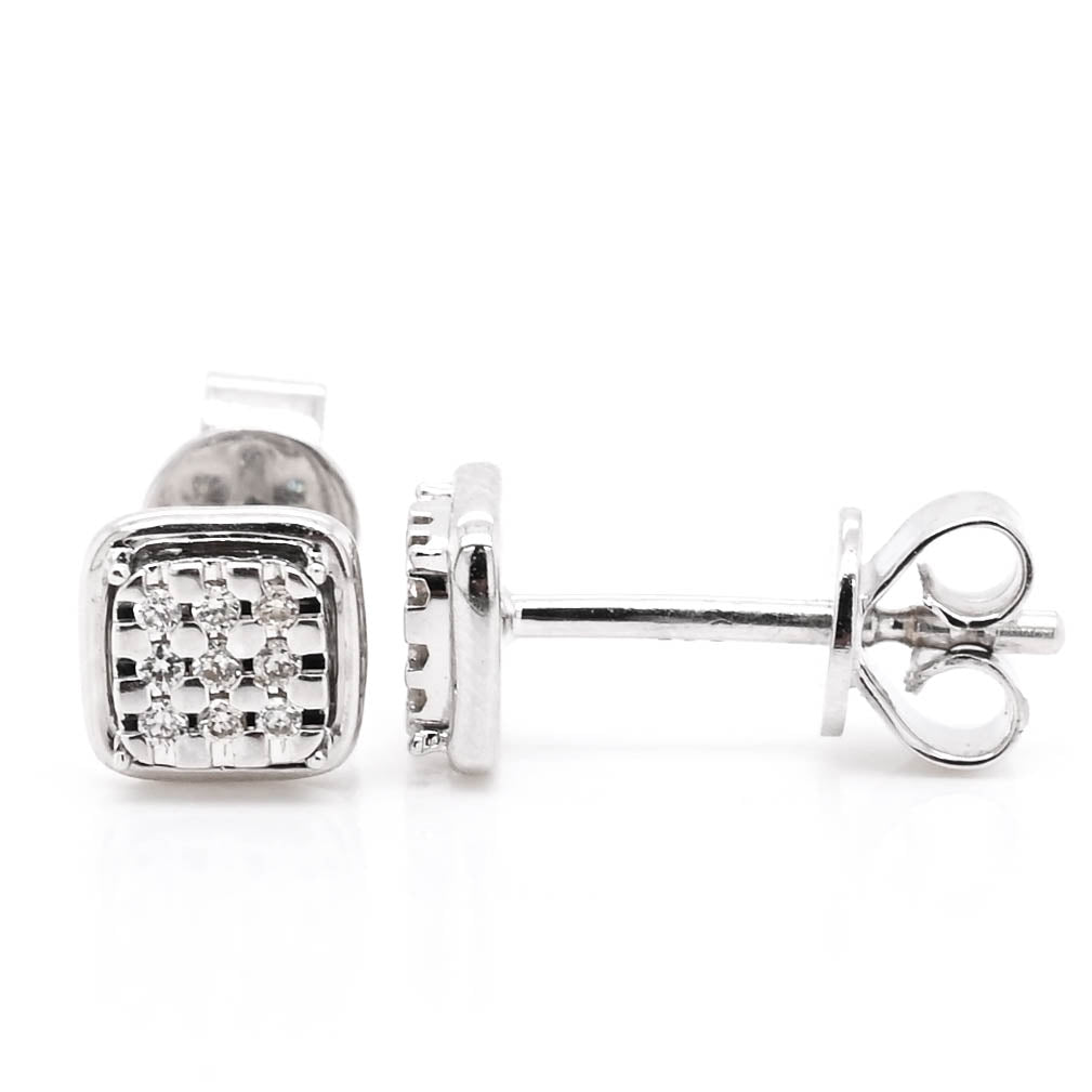 14KT White Gold 0.07CTW CTW Stud Style Backing Diamond Earrings