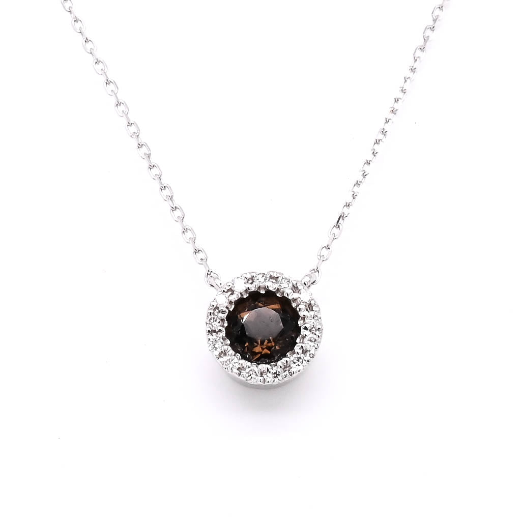 14KT White Gold 18" White Topaz and Diamond Necklace.