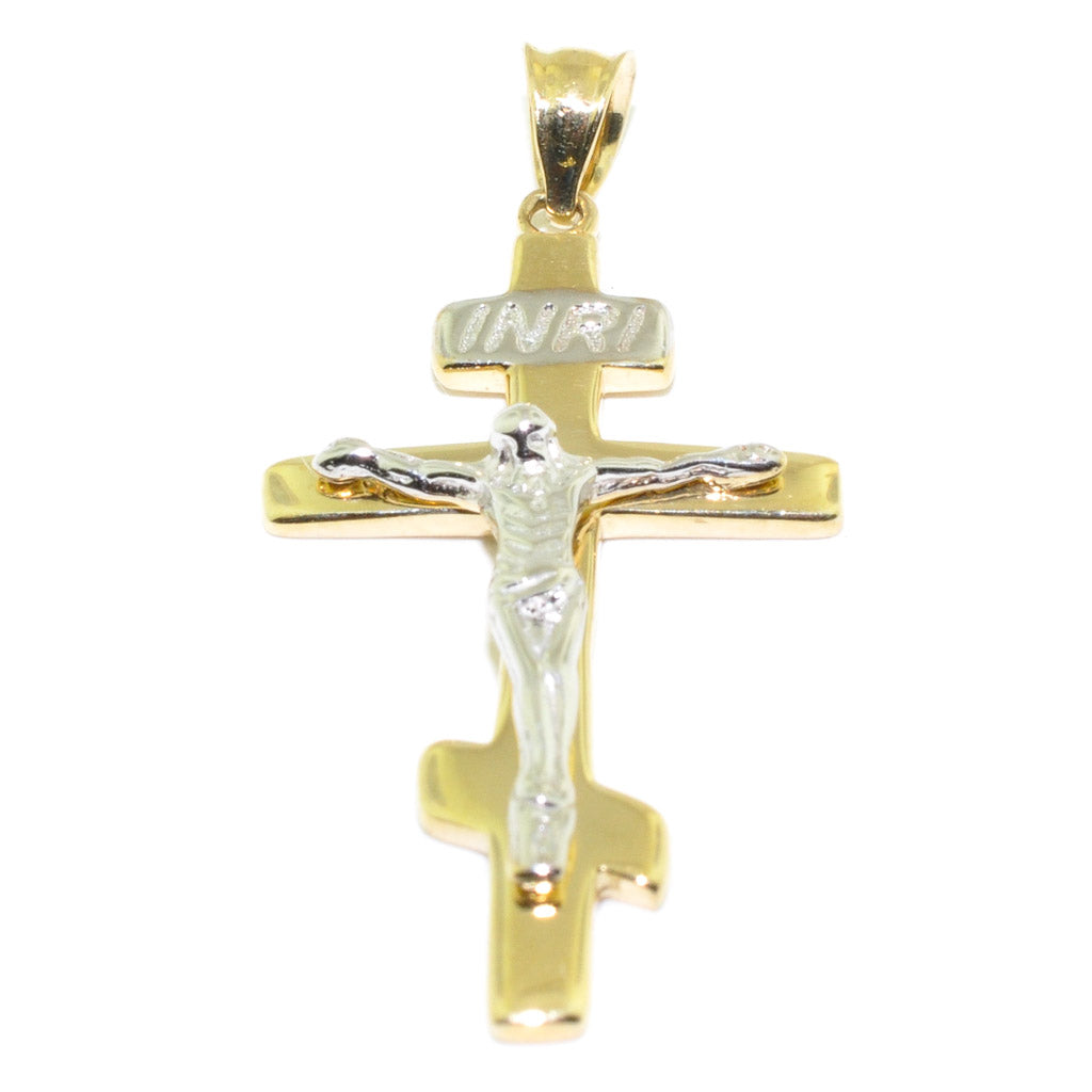10KT Yellow and White Gold 36x18MM Crucifix.