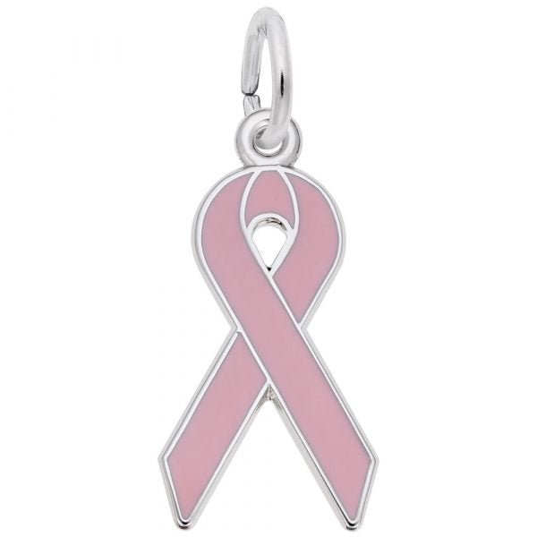 Rembrandt Sterling Silver Breast Cancer Awareness Ribbon Charm.