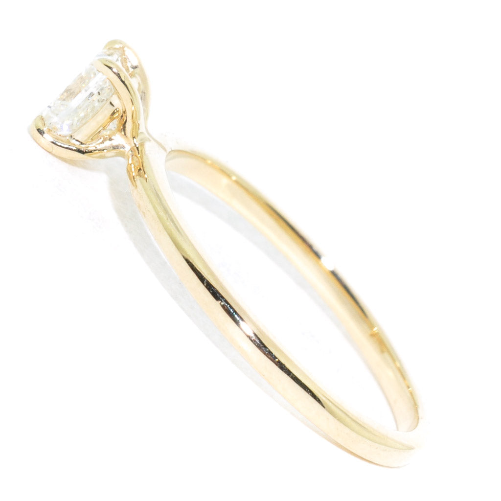 14KT Yellow Gold 0.62CT Princess Cut Canadian Diamond Solitaire Engagement Ring.