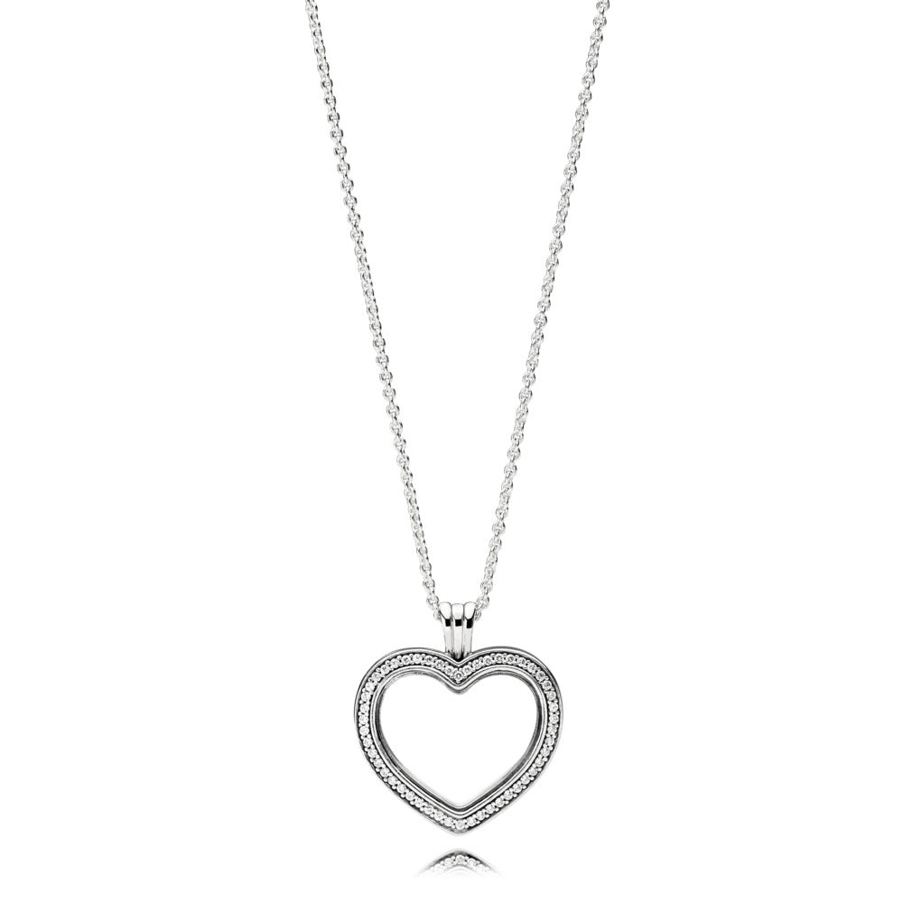 Sparkling PANDORA Floating Heart Locket, Sapphire Crystal Glass & Clea