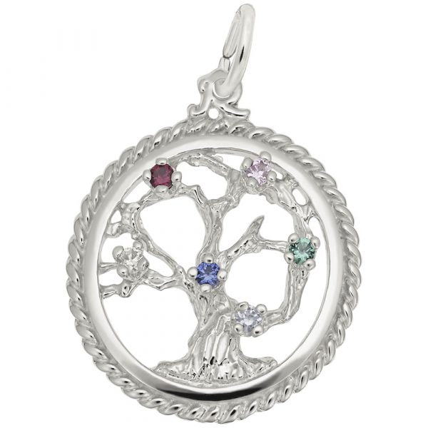 Rembrandt Sterling Silver Tree of Life with 6 Stones.