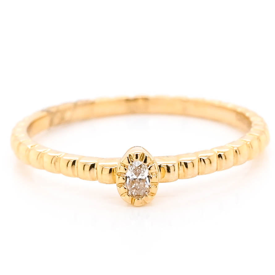 14KT Yellow Gold 0.07CTW Oval Shape Diamond Stackable Ring.
