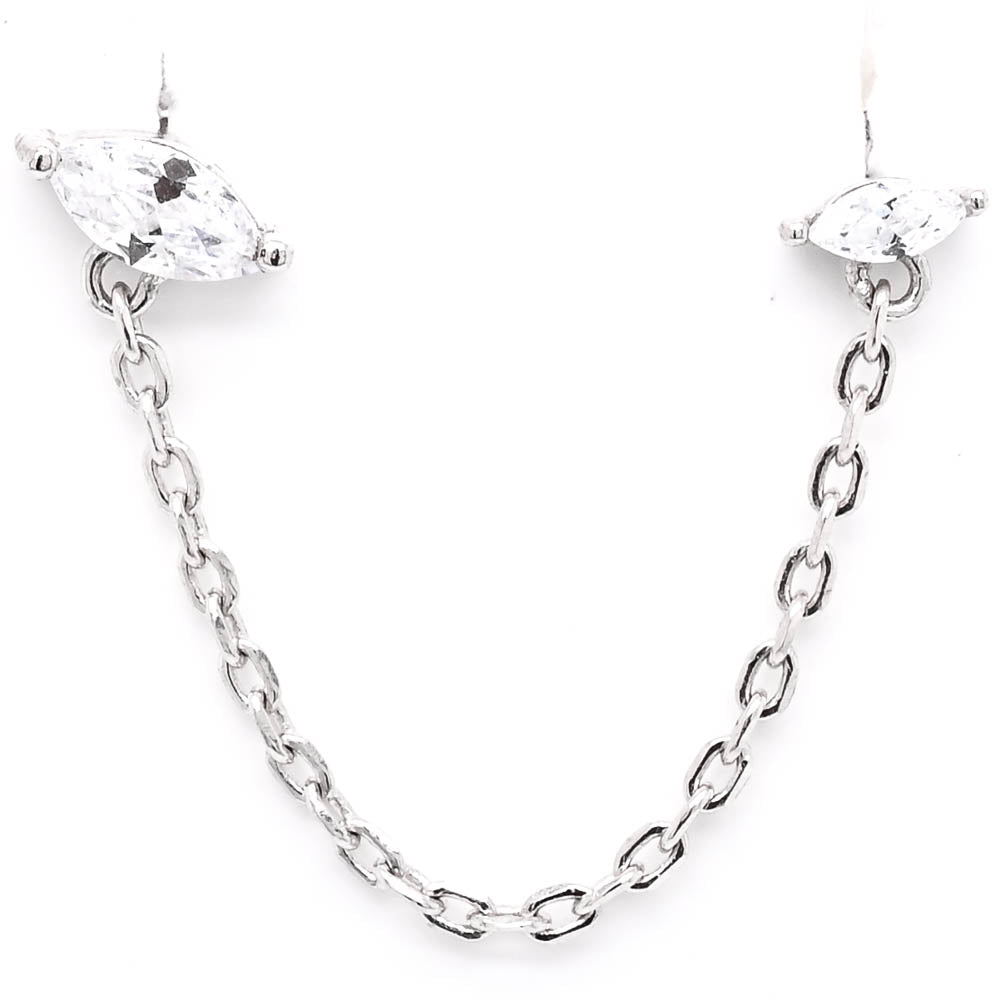 sterling Silver C.Z Chain Stud Earrings.