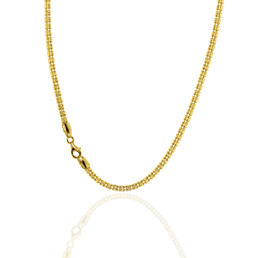 Sterling Silver 22" 3.9mmGold Vermeil Fancy Ice Chain.