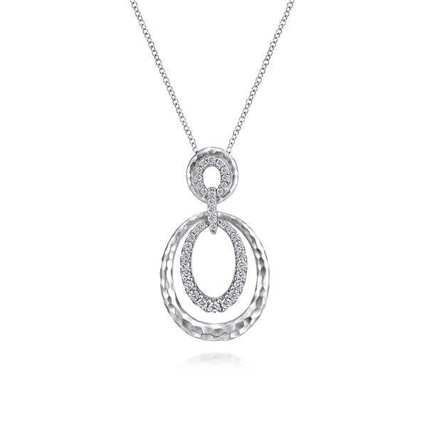 Gabriel & Co Sterling Silver 17.5" White Sapphire Layered Double Teard