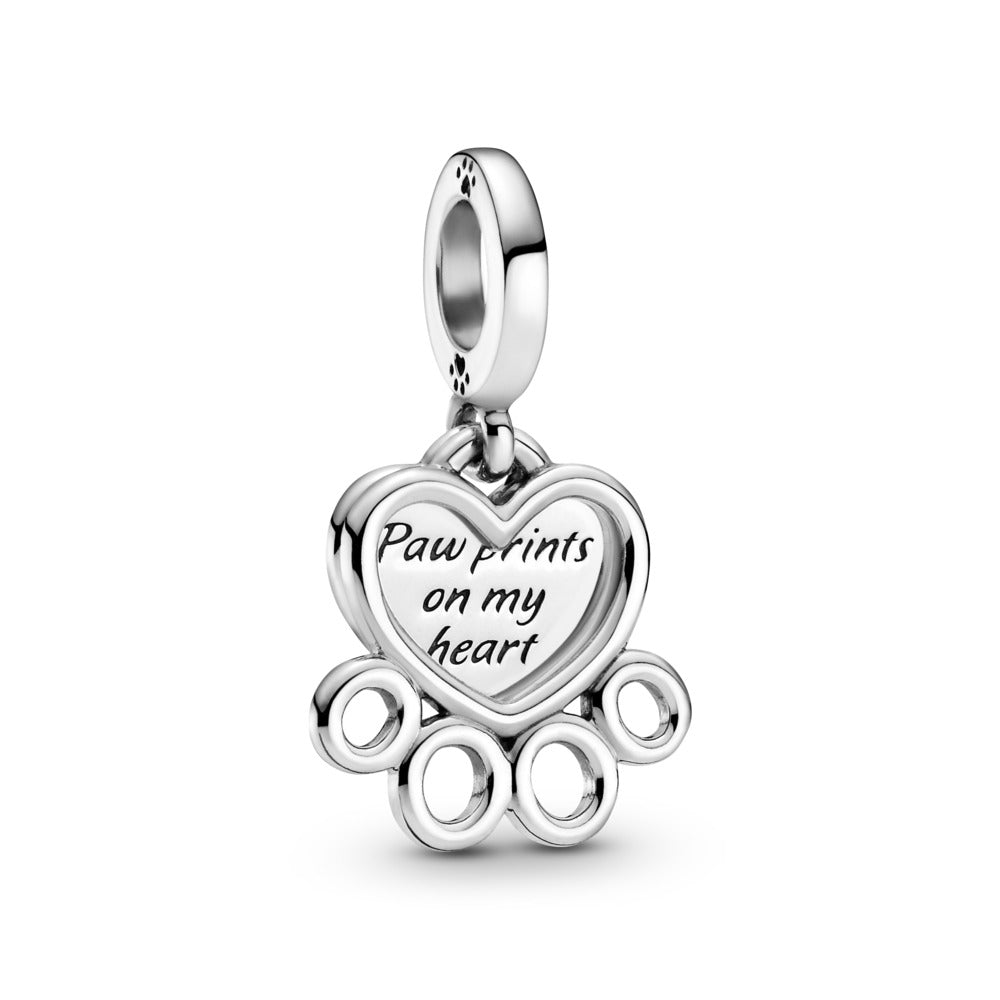 Hearts and Paw Print Dangle Charm