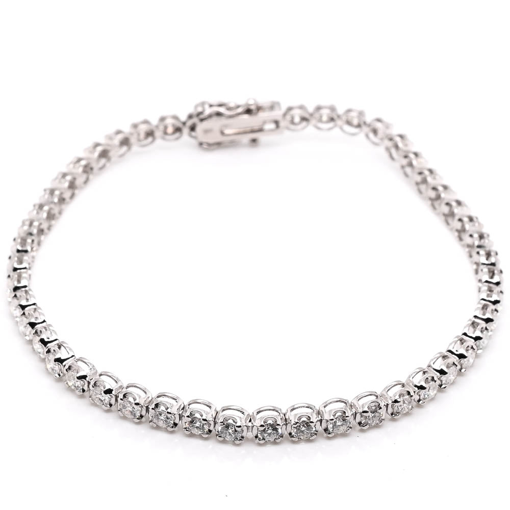 14KT White Gold 7.75" 4.00CTW LAB GROWN Diamond Tennis Bracelet.